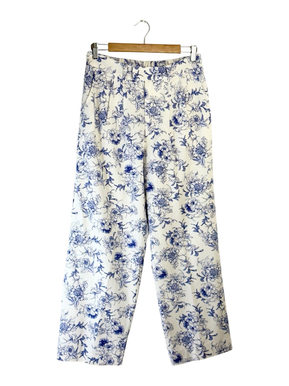 Jason Wu Blue & White Floral Wide Leg Pants Sz 2